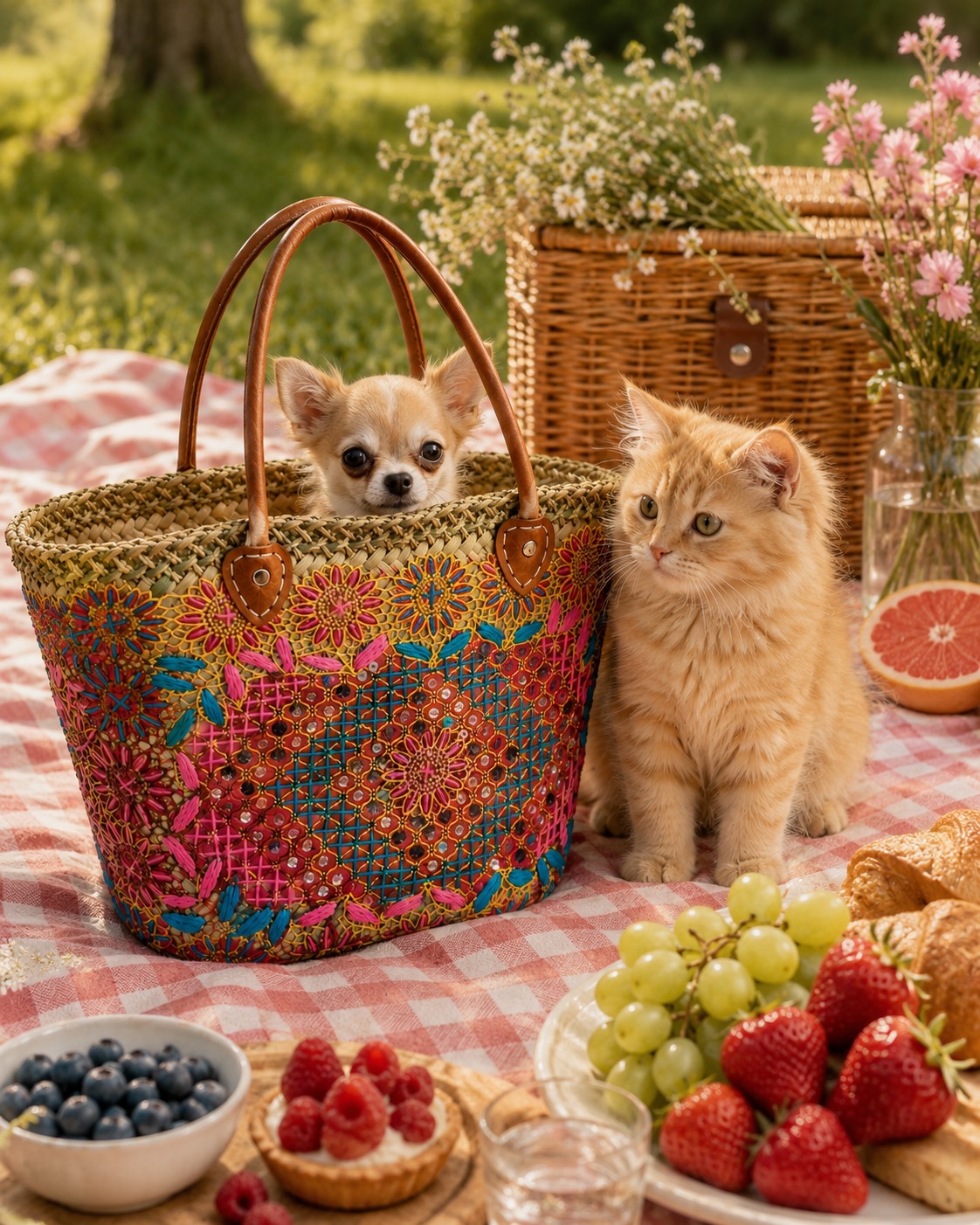 Embroidered tote front