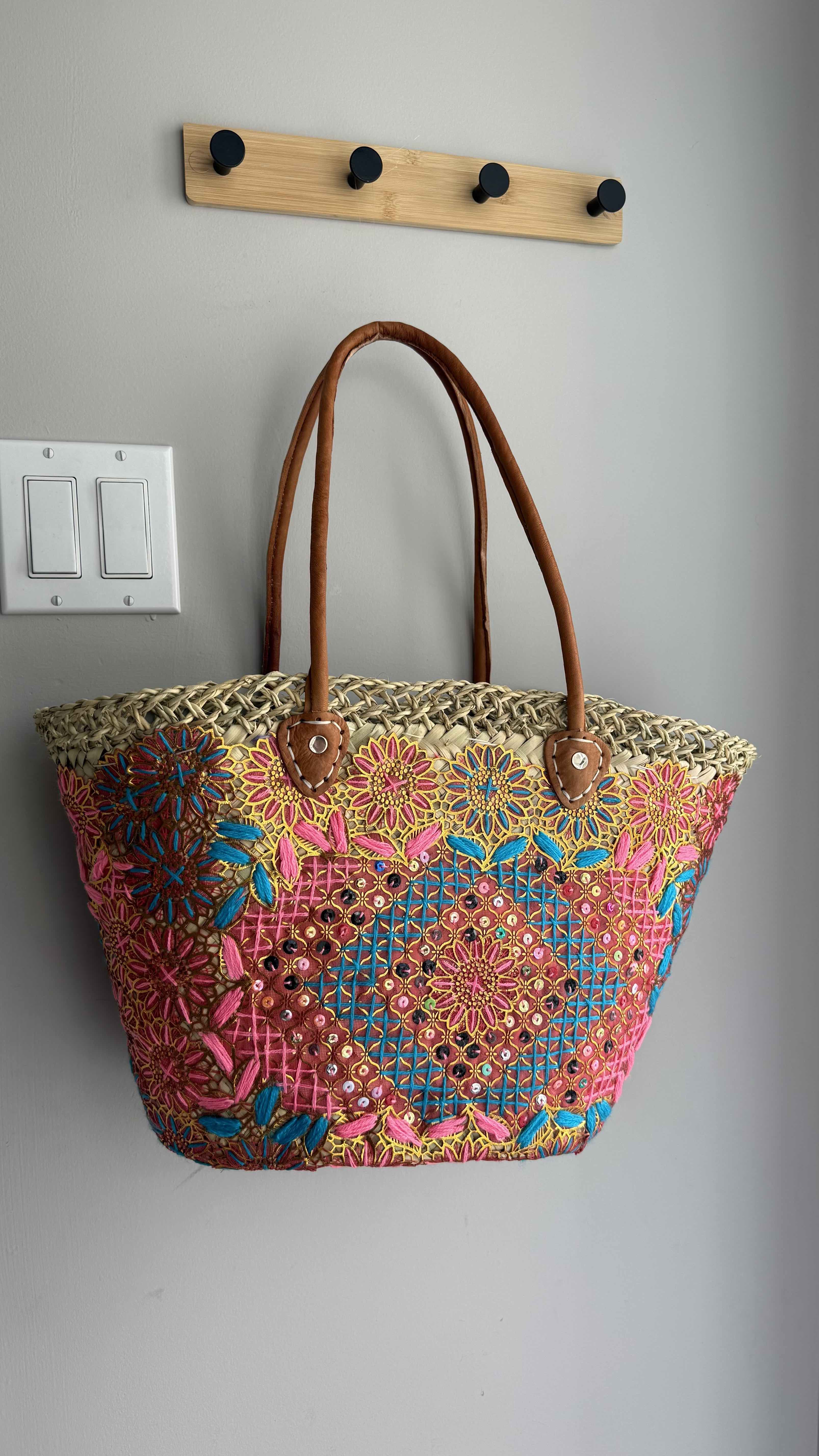 Large embroidered tote